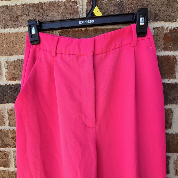 Zara Women's Bright Pink Wide-Leg Pants - Picture 3 of 8